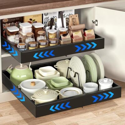 HOME FIT TRAINING Tiroir Coulissant Cuisine Extensible Telescopique Cuisine pour Placard de Cuisine Adhesif Tiroir Télescopique Panier de Rangement - Publicité HOME FIT TRAINING Tiroir Coulissant Cuisine Extensible Telescopique Cuisine pour Placard de Cuisine Adhesif Tiroir Télescopique Panier de Rangement - Publicité