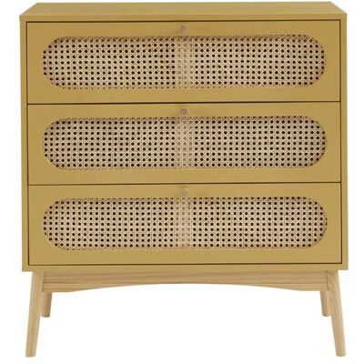 Generic - Commode 3 tiroirs 80x40x85 cm ocre rotin naturel - Chest of drawers - Publicité Generic - Commode 3 tiroirs 80x40x85 cm ocre rotin naturel - Chest of drawers - Publicité