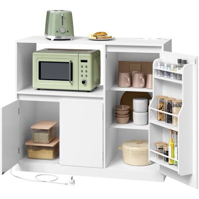 VASAGLE Armoire de Cuisine Buffet avec Étagère Micro-ondes 3 Portes Plan de Travail Compartiment Ouvert Blanc Blanc - Publicité VASAGLE Armoire de Cuisine Buffet avec Étagère Micro-ondes 3 Portes Plan de Travail Compartiment Ouvert Blanc Blanc - Publicité