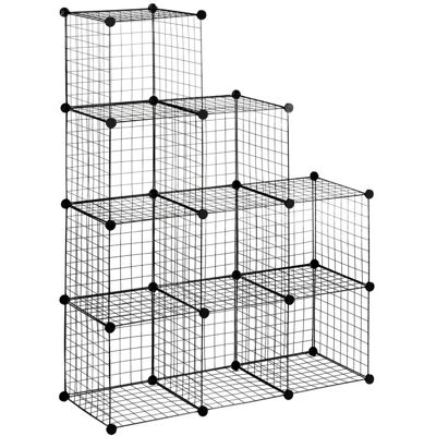 Étagère cube - HOMCOM - modulable DIY - 9 compartiments - en treillis métallique - pour salon chambre à coucher - noir Noir - Publicité Étagère cube - HOMCOM - modulable DIY - 9 compartiments - en treillis métallique - pour salon chambre à coucher - noir Noir - Publicité