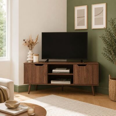 BAÏTA Meuble TV dangle LYNA effet noyer 115cm - Bois Marron - Publicité BAÏTA Meuble TV dangle LYNA effet noyer 115cm - Bois Marron - Publicité