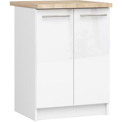 Meuble de cuisine bas AKORD S60 OLIWIA modulable Blanc 60 cm 2 portes façade Blanche Brillante 2 étagères 60x46x85 cm Blanc - Publicité Meuble de cuisine bas AKORD S60 OLIWIA modulable Blanc 60 cm 2 portes façade Blanche Brillante 2 étagères 60x46x85 cm Blanc - Publicité
