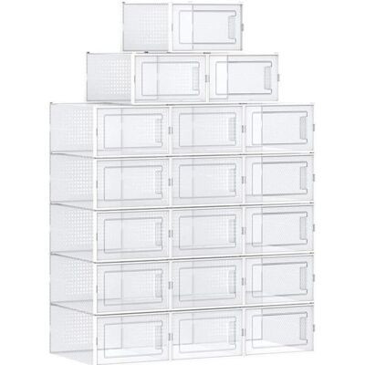 Boîtes à chaussures pliables SONGMICS - Lot de 18 - Transparent et blanc - Pour pointure jusquà 46 Blanc - Publicité Boîtes à chaussures pliables SONGMICS - Lot de 18 - Transparent et blanc - Pour pointure jusquà 46 Blanc - Publicité
