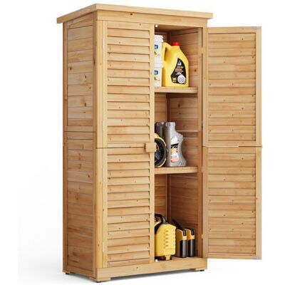 Armoire de Jarin - Bealife - Meuble Rangement Extérieur Bois - 3 Etagères - 2 Portes - Toit Pente - 76x42x1605 cm - Coffre Jaune Jaune - Publicité Armoire de Jarin - Bealife - Meuble Rangement Extérieur Bois - 3 Etagères - 2 Portes - Toit Pente - 76x42x1605 cm - Coffre Jaune Jaune - Publicité