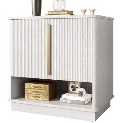 LANGTU Meuble à Chaussures Moderne Blanc 2 Portes Compartiment Ouvert - Rangement Gain de Place Effet Bois Poignées Dorées 60×40×61 c Blanc - Publicité LANGTU Meuble à Chaussures Moderne Blanc 2 Portes Compartiment Ouvert - Rangement Gain de Place Effet Bois Poignées Dorées 60×40×61 c Blanc - Publicité