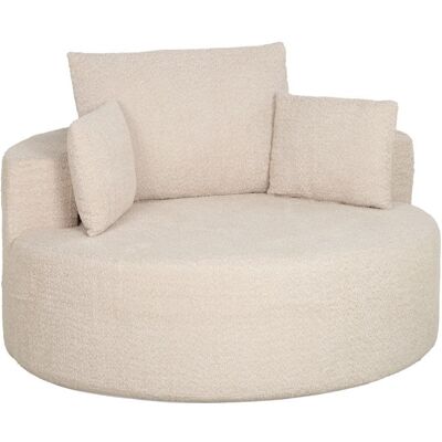 Pouf canapé - canapé 1 place - HOMCOM - rond 2 coussins 1 dossier 1 traversin - chenille mousse - 130x130x82cm - crème Blanc - Publicité Pouf canapé - canapé 1 place - HOMCOM - rond 2 coussins 1 dossier 1 traversin - chenille mousse - 130x130x82cm - crème Blanc - Publicité