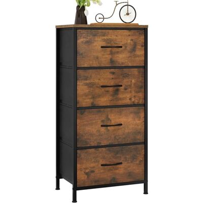 WOLTU Commode Meuble à 4 Tiroirs en Tissu Cadre en Métal Dessus en Bois dIngénierie E1 Marron Rustique+Noir W0ITT0116 Marron - Publicité WOLTU Commode Meuble à 4 Tiroirs en Tissu Cadre en Métal Dessus en Bois dIngénierie E1 Marron Rustique+Noir W0ITT0116 Marron - Publicité