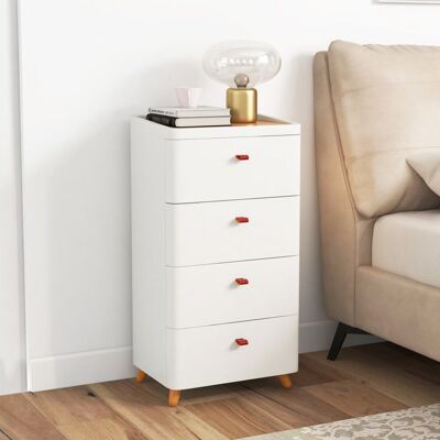 GIANTEX Commode à 4 Tiroirs Plateau Amovible en Bambou Pieds en Bois Massif Meuble de Rangement pour Salon Entrée 42x32x81cm Blanc - Publicité GIANTEX Commode à 4 Tiroirs Plateau Amovible en Bambou Pieds en Bois Massif Meuble de Rangement pour Salon Entrée 42x32x81cm Blanc - Publicité
