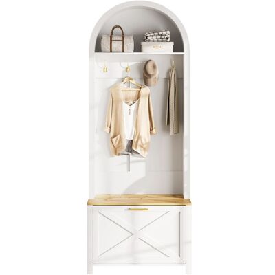 Generic Vestiaire dEntrée 75x35x195 cm avec meuble a chaussures Meuble entree avec rangement et crochets MDF Blanc Blanc - Publicité Generic Vestiaire dEntrée 75x35x195 cm avec meuble a chaussures Meuble entree avec rangement et crochets MDF Blanc Blanc - Publicité