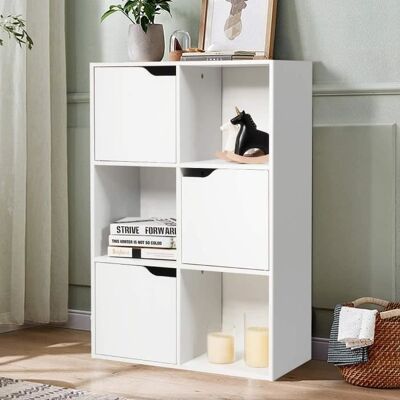 COSTWAY COSWAY Meuble de Rangement Casier avec 6 Compartiments 60x29x90CM 3 Ouvert et 3 avec Porte Pour Salon Chambre Bureau etc. Blanc Blanc - Publicité COSTWAY COSWAY Meuble de Rangement Casier avec 6 Compartiments 60x29x90CM 3 Ouvert et 3 avec Porte Pour Salon Chambre Bureau etc. Blanc Blanc - Publicité