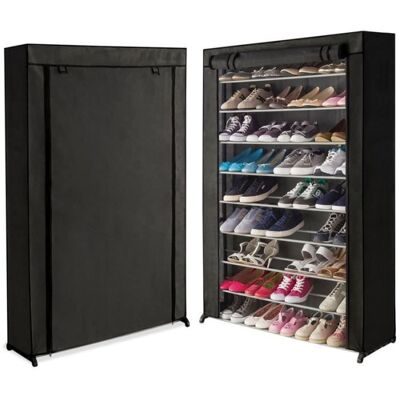 Meuble à chaussures - IDMARKET - 50 paires - Housse noire Noir - Publicité Meuble à chaussures - IDMARKET - 50 paires - Housse noire Noir - Publicité
