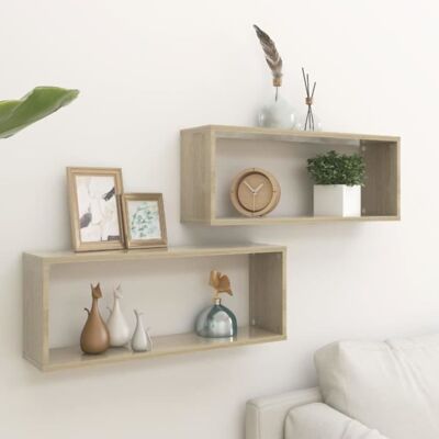 vidaXL Étagères cube murales 2 pcs Chêne sonoma 60x15x23 cm Aggloméré Marron - Publicité vidaXL Étagères cube murales 2 pcs Chêne sonoma 60x15x23 cm Aggloméré Marron - Publicité