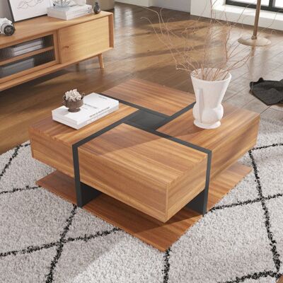 Table basse - OEM - TRUXEN8 - Design carré - 4 tiroirs - 78x78x36 cm - Publicité Table basse - OEM - TRUXEN8 - Design carré - 4 tiroirs - 78x78x36 cm - Publicité