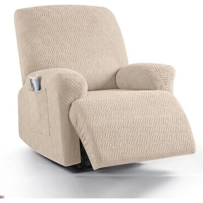 Housse de Fauteuil Relax - Extensible 1 Place - Beige - Rayé - Antidérapante Beige - Publicité Housse de Fauteuil Relax - Extensible 1 Place - Beige - Rayé - Antidérapante Beige - Publicité