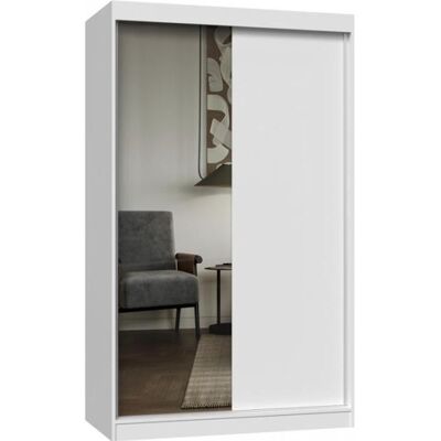 CDF PAOLO - Armoire à 2 portes coulissantes - 1 miroir - L. 120 cm - Dressing de chambre 2 portes Blanc - Publicité CDF PAOLO - Armoire à 2 portes coulissantes - 1 miroir - L. 120 cm - Dressing de chambre 2 portes Blanc - Publicité