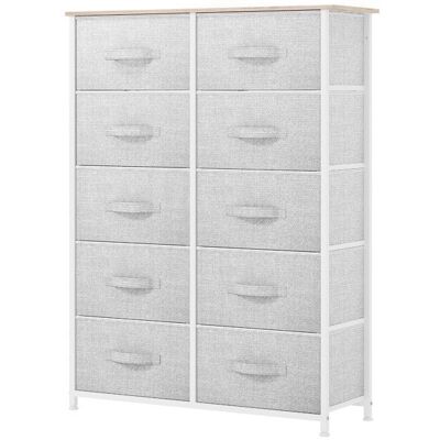 YITAHOME Commode Chambre - 10 Tiroirs en Tissu - Meuble de Rangement - 84 x 30 x 120 cm - Cadre Acier Robuste - Gris Clair Gris - Publicité YITAHOME Commode Chambre - 10 Tiroirs en Tissu - Meuble de Rangement - 84 x 30 x 120 cm - Cadre Acier Robuste - Gris Clair Gris - Publicité