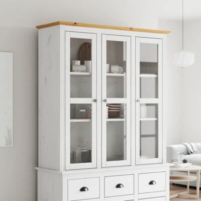 vidaXL Armoire avec portes vitrées BODO blanc marron bois pin massif 355078 Blanc - Publicité vidaXL Armoire avec portes vitrées BODO blanc marron bois pin massif 355078 Blanc - Publicité