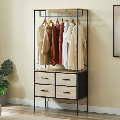CASABEL Penderie vêtements meuble avec 4 tiroirs de rangement Porte Manteau Dressing Penderie bois & métal noir 80×40×167 cm - Publicité CASABEL Penderie vêtements meuble avec 4 tiroirs de rangement Porte Manteau Dressing Penderie bois & métal noir 80×40×167 cm - Publicité