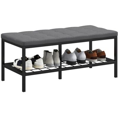 Banc à chaussures - HOMCOM - coussin rembourré et étagère de rangement - banc dentrée pour couloir chambre - 90x41x40cm - gris Gris - Publicité Banc à chaussures - HOMCOM - coussin rembourré et étagère de rangement - banc dentrée pour couloir chambre - 90x41x40cm - gris Gris - Publicité