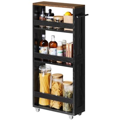 VASAGLE Dessertes de Cuisine Fin à 4 Niveaux avec Roulettes avec Poignée Petit Espace 15 x 432 x 865 cm Noir Boisé et Marron Rustique Noir - Publicité VASAGLE Dessertes de Cuisine Fin à 4 Niveaux avec Roulettes avec Poignée Petit Espace 15 x 432 x 865 cm Noir Boisé et Marron Rustique Noir - Publicité