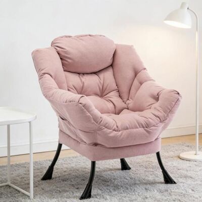 Fauteuil de salon-XJING-Fauteuil lecture confortable style nordique-Fauteuil de chambre-Fauteuil lounge-Fauteuil décoré en métal Rose - Publicité Fauteuil de salon-XJING-Fauteuil lecture confortable style nordique-Fauteuil de chambre-Fauteuil lounge-Fauteuil décoré en métal Rose - Publicité