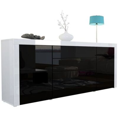 Vladon Buffet commode La Paz en Blanc haute brillance - Noir haute brillance - Blanc haute brillance Noir - Publicité Vladon Buffet commode La Paz en Blanc haute brillance - Noir haute brillance - Blanc haute brillance Noir - Publicité