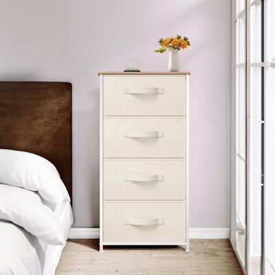 YITAHOME Commode Chambre - 4 Tiroirs en Tissu - Meuble de Rangement - Blanche Blanc - Publicité YITAHOME Commode Chambre - 4 Tiroirs en Tissu - Meuble de Rangement - Blanche Blanc - Publicité