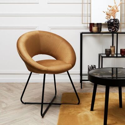 HOME DECO FACTRY Fauteuil - HOME DECO FACTORY - GIULIA - Rond - Velours Côtelé - Jaune et Noir Noir - Publicité HOME DECO FACTRY Fauteuil - HOME DECO FACTORY - GIULIA - Rond - Velours Côtelé - Jaune et Noir Noir - Publicité