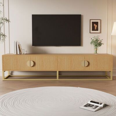MERAX Meuble TV - 180 x 40 x 40 cm - Banc TV - 4 Portes Marron - Publicité MERAX Meuble TV - 180 x 40 x 40 cm - Banc TV - 4 Portes Marron - Publicité