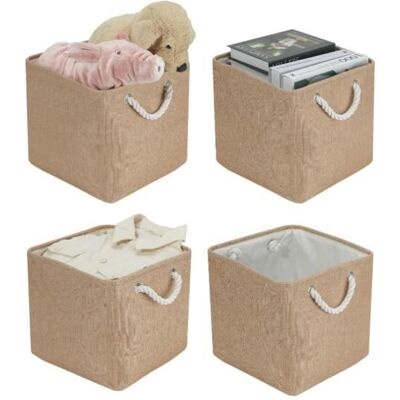 Lot de 4 boîtes de rangement pliables - 30 x 30 x 30 x 30 cm - Grand panier de rangement en tissu - Paniers de rangement (kaki) Beige - Publicité Lot de 4 boîtes de rangement pliables - 30 x 30 x 30 x 30 cm - Grand panier de rangement en tissu - Paniers de rangement (kaki) Beige - Publicité