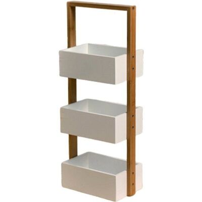Etagère droite bambou 3 bacs de rangement - Blanc - 28.5 cm X 15 cm X 66 cm - CALICOSY Blanc - Publicité Etagère droite bambou 3 bacs de rangement - Blanc - 28.5 cm X 15 cm X 66 cm - CALICOSY Blanc - Publicité
