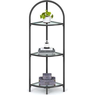 Étagère dangle en verre trempé et acier noir classique - VASAGLE - 3 niveaux - 28 x 28 x 952 cm Noir - Publicité Étagère dangle en verre trempé et acier noir classique - VASAGLE - 3 niveaux - 28 x 28 x 952 cm Noir - Publicité