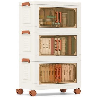 COSTWAY Boîte Rangement 57 L avec Couvercle 3 Caisses de Rangement Pliables Roues Universelles avec Freins pour Chambre Salon - Publicité COSTWAY Boîte Rangement 57 L avec Couvercle 3 Caisses de Rangement Pliables Roues Universelles avec Freins pour Chambre Salon - Publicité