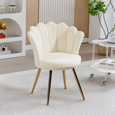 Generic Fauteuil coquillage chaise coiffeuse fauteuil en velours fauteuil de salon avec pieds en métal doré beige Beige - Publicité Generic Fauteuil coquillage chaise coiffeuse fauteuil en velours fauteuil de salon avec pieds en métal doré beige Beige - Publicité