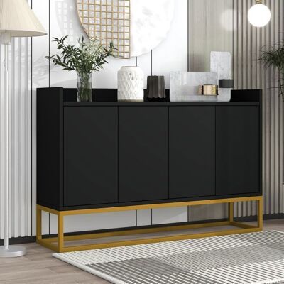 Blueline Buffet salon buffet bas et étagère réglable - Moderne - Noir - 4 portes Noir - Publicité Blueline Buffet salon buffet bas et étagère réglable - Moderne - Noir - 4 portes Noir - Publicité