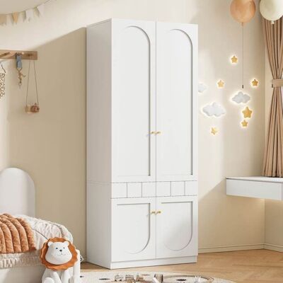Armoire de rangement 2 portes - LEMONBEST - 80x50x200 cm - Penderie + 1 tiroir push-open - MDF - Blanc Blanc - Publicité Armoire de rangement 2 portes - LEMONBEST - 80x50x200 cm - Penderie + 1 tiroir push-open - MDF - Blanc Blanc - Publicité