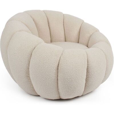 MENZZO Fauteuil design coquillage Horizan Tissu bouclette Crème Blanc - Publicité MENZZO Fauteuil design coquillage Horizan Tissu bouclette Crème Blanc - Publicité