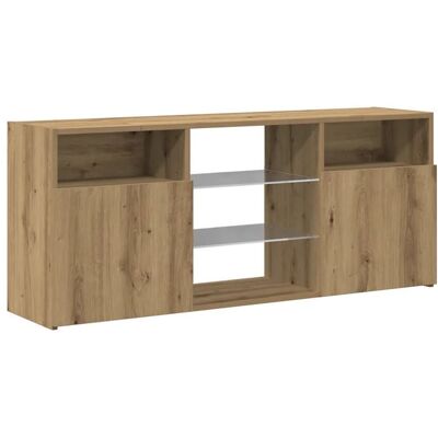 Meuble TV - HELLOSHOP26 - 120 x 30 x 50 cm - LED RVB réglables - Chêne artisanal - 2 portes 4 compartiments Beige - Publicité Meuble TV - HELLOSHOP26 - 120 x 30 x 50 cm - LED RVB réglables - Chêne artisanal - 2 portes 4 compartiments Beige - Publicité