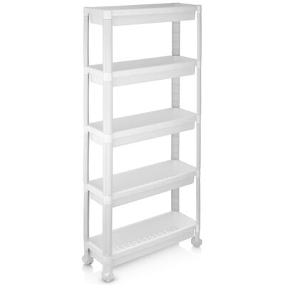 GIANTEX Chariot de Rangement à 5 Niveaux- Desserte à Roulettes Étroite- 54 x 185 x 124 cm- Poignée- Cuisine Salle de Bain- Blanc - Publicité GIANTEX Chariot de Rangement à 5 Niveaux- Desserte à Roulettes Étroite- 54 x 185 x 124 cm- Poignée- Cuisine Salle de Bain- Blanc - Publicité