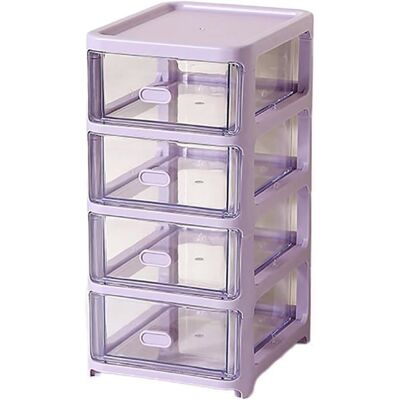 Mini tour de rangement à 4 niveaux en plastique avec bacs à tiroirs petites boîtes la maison le bureau le bureau violet Violet - Publicité Mini tour de rangement à 4 niveaux en plastique avec bacs à tiroirs petites boîtes la maison le bureau le bureau violet Violet - Publicité