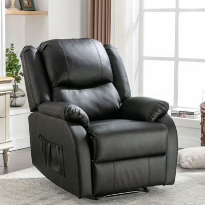 OEM Fauteuil inclinable en cuir - Cuir PU noir - Dimensions 80x90x100 cm - Poids 32 kg - Inclinable manuellement Noir - Publicité OEM Fauteuil inclinable en cuir - Cuir PU noir - Dimensions 80x90x100 cm - Poids 32 kg - Inclinable manuellement Noir - Publicité