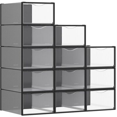 SONGMICS Boîtes à Chaussures avec Porte Lot de 12 Empilables 332 x 23 x 145 cm pour Pointure jusquà 43 Transparentes et Noir dEncre Noir - Publicité SONGMICS Boîtes à Chaussures avec Porte Lot de 12 Empilables 332 x 23 x 145 cm pour Pointure jusquà 43 Transparentes et Noir dEncre Noir - Publicité