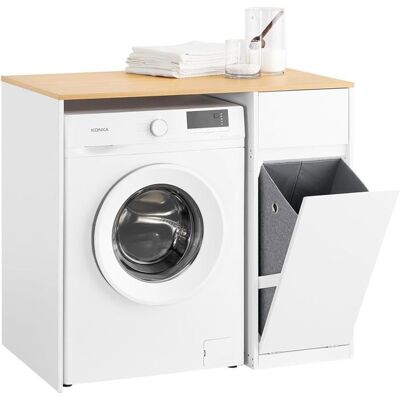 SoBuy Meuble Machine à Laver avec Tiroir Panier à Linge et Espace de Rangement pour Salle de Bain Buanderie 100x60x90cm Blanc Blanc - Publicité SoBuy Meuble Machine à Laver avec Tiroir Panier à Linge et Espace de Rangement pour Salle de Bain Buanderie 100x60x90cm Blanc Blanc - Publicité