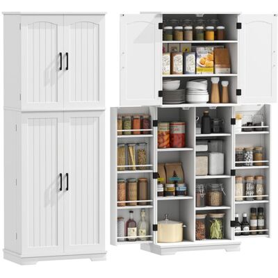 Buffet haut cuisine - HOMCOM - 4 portes 10 compartiments 8 porte-épices et étagères réglables - MDF - 60x35x162cm - blanc Blanc - Publicité Buffet haut cuisine - HOMCOM - 4 portes 10 compartiments 8 porte-épices et étagères réglables - MDF - 60x35x162cm - blanc Blanc - Publicité