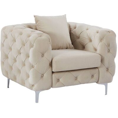Vente-unique Fauteuil Chesterfield en Velours Beige EDWINA - Fauteuil - Publicité Vente-unique Fauteuil Chesterfield en Velours Beige EDWINA - Fauteuil - Publicité