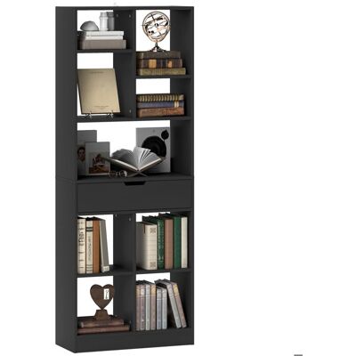 Bibliothèque meuble de rangement - HOMCOM - tiroir et étagères ouvertes - 60 x 26 x 158 cm - noir Noir - Publicité Bibliothèque meuble de rangement - HOMCOM - tiroir et étagères ouvertes - 60 x 26 x 158 cm - noir Noir - Publicité