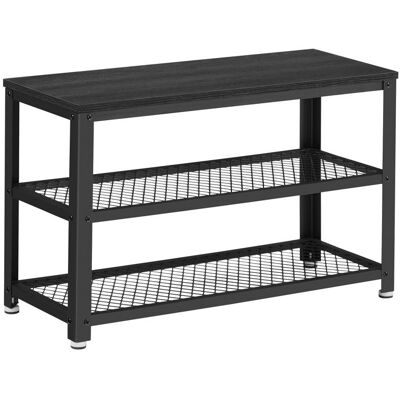 ACAZA Stevig Schoenenrek met Industriële Look - Rek voor Schoenen met Zwart Frame en Bankje Zwart 73x30x45cm Noir - Publicité ACAZA Stevig Schoenenrek met Industriële Look - Rek voor Schoenen met Zwart Frame en Bankje Zwart 73x30x45cm Noir - Publicité