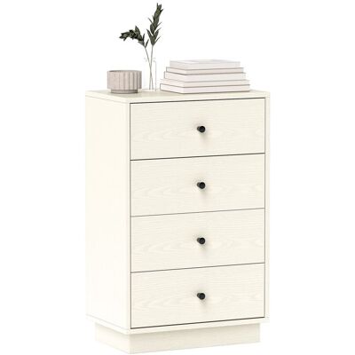 Commode 4 tiroirs - HOMCOM - moderne - pour chambre à coucher salon entrée - crème Blanc - Publicité Commode 4 tiroirs - HOMCOM - moderne - pour chambre à coucher salon entrée - crème Blanc - Publicité