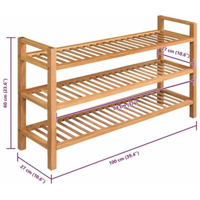 VIDAXL Maison SoldesÉtagère à chaussures 5-6 paires - pour couloir ou entrée - avec 3 étagères 100x27x60cm Chêne massif Moderne78555 Marron - Publicité VIDAXL Maison SoldesÉtagère à chaussures 5-6 paires - pour couloir ou entrée - avec 3 étagères 100x27x60cm Chêne massif Moderne78555 Marron - Publicité