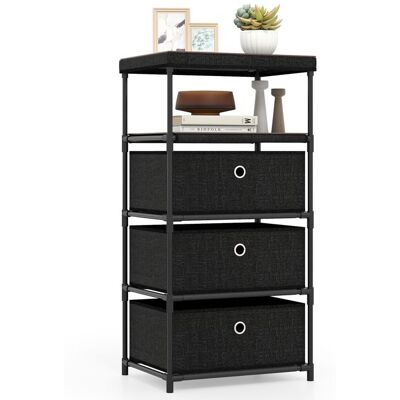 COSTWAY Commode 3 Tiroirs en Tissu avec Plateau en Bois et Structure En Métalpour Salon Bureau Couloir et Entrée 40x30x81 cm Noir - Publicité COSTWAY Commode 3 Tiroirs en Tissu avec Plateau en Bois et Structure En Métalpour Salon Bureau Couloir et Entrée 40x30x81 cm Noir - Publicité